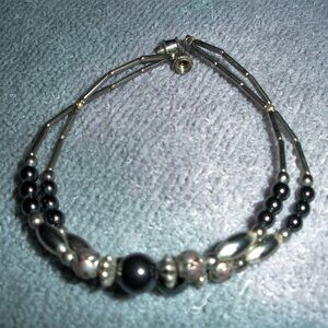 Antique silver and black onyx bracelet